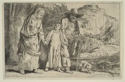 Christ Between His Parents Returning from the Temple