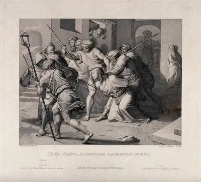Christ bound and beaten by Jews