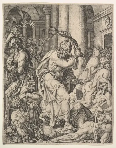 Christ Driving the Money Changers from the Temple, from "The Fall and Salvation of Mankind through the Life and Passion of Christ"