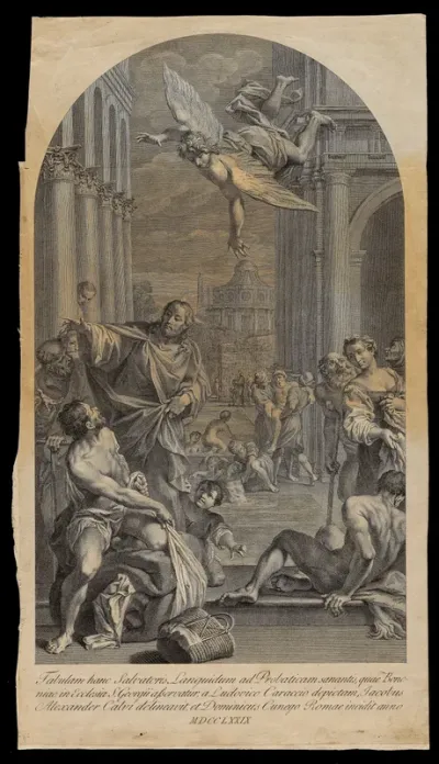 Christ healing lame people at the pool of Bethesda