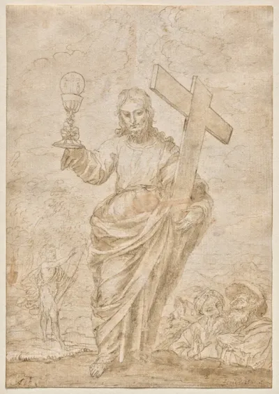 Christ Holding a Chalice and Cross (recto)