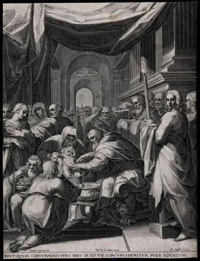 Christ is circumcised in a crowded church