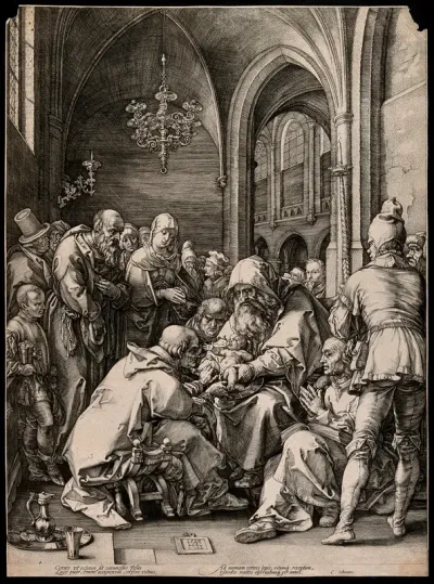 Christ is circumcised in a crowded church