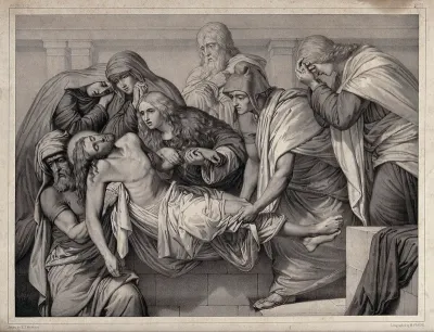 Christ is laid into a tomb