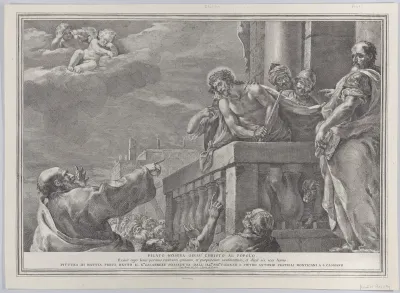 Christ on a Balcony Surrounded by Guards, Pilate Stands to the Right Gesturing, ca. 1730 39