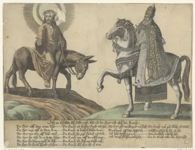 Christ on a donkey and the pope on a horse