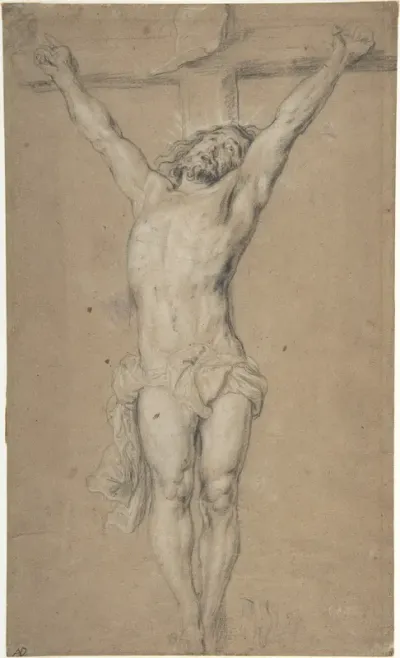 Christ on the Cross; verso: St. Jerome Reading by Candlelight, and Sketch of Male Torso (?)