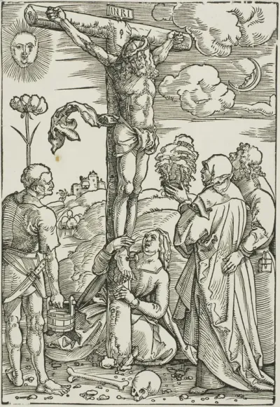 Christ on the Cross with Mary, John, the Magdalen, and Stephen
