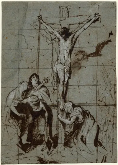 Christ on the Cross, with the Virgin, St John and the Magdalene below, study for a painting