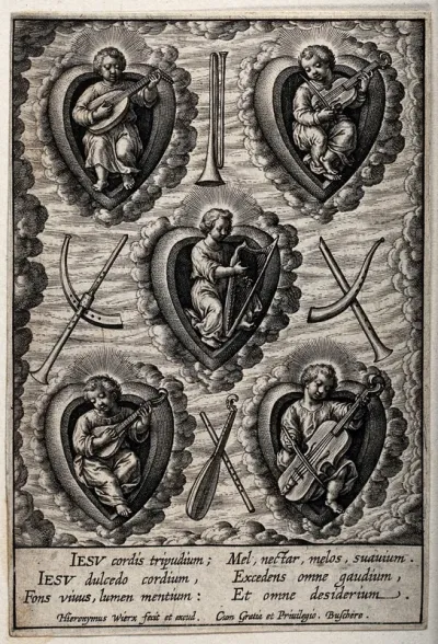Christ playing musical instruments in the believer's heart