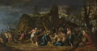 Christ's collapsing while carrying the cross and the meeting with Saint Veronica