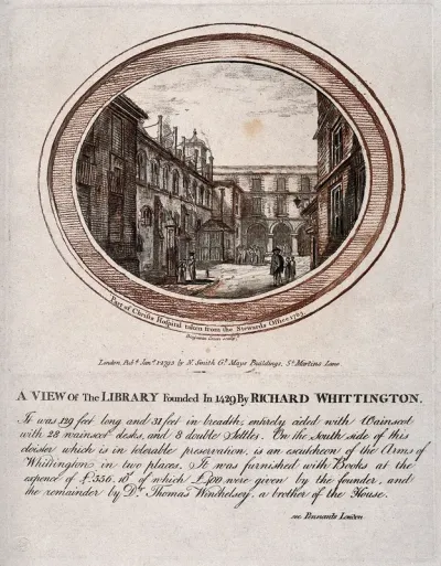 Christ's Hospital, London: the library and part of the Cloisters in 1765