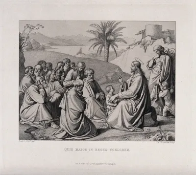 Christ tells the apostles that to be as humble as a child makes one the greatest in the kingdom of heaven