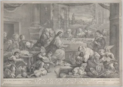Christ turning wine into water at the wedding at Cana