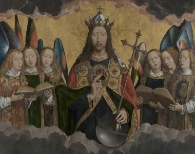Christ with singing and music-making Angels