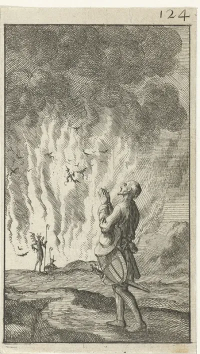 Christen loopt biddend langs de hel