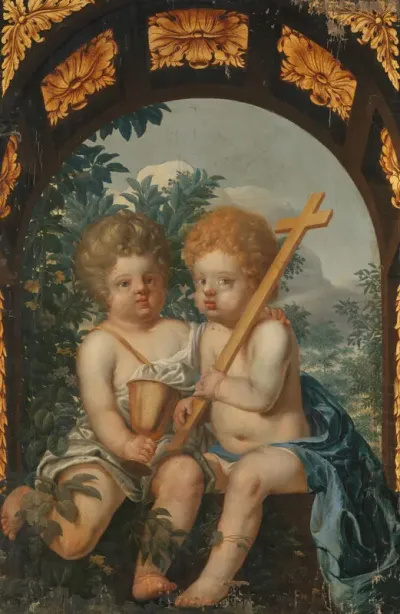 Christian Allegory with two Children with Cross and Chalice