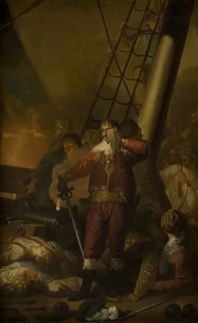 Christian IV på "Trefoldigheden" i slaget på Kolberger Heide 1644