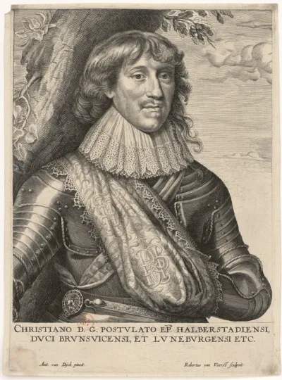 Christiano D. G. Postulato ep. Halberstadiensi, duci Brunsvicensi et Luneburgensi etc. Ant. van Dyck pinxit. Robertus van Voerst sculpsit