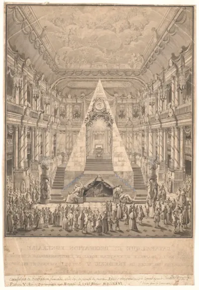 Christiansborg slotskapel med Frederik V.s katafalk