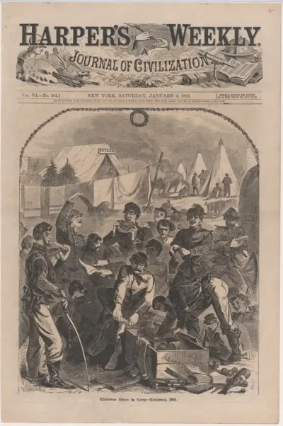 Christmas Boxes in Camp – Christmas, 1861 (from "Harper's Weekly," Vol. VI)