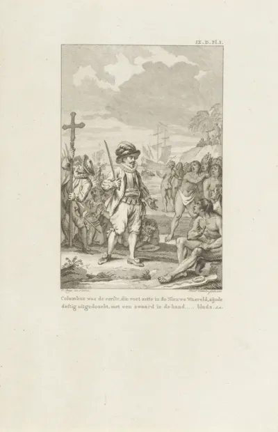 Christoffel Columbus komt aan in Amerika