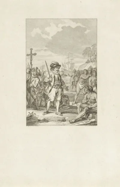 Christoffel Columbus komt aan in Amerika