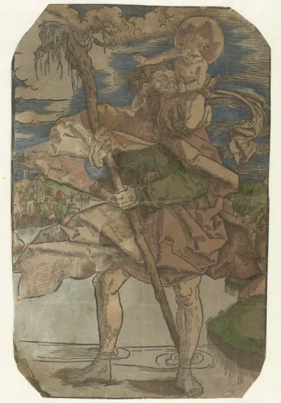 Christoffel draagt het Christuskind over rivier