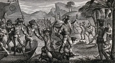 Christopher Columbus landing in the New World