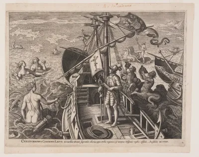 Christopher Columbus on His Ship, from Americae Retectio (The Discovery of America)