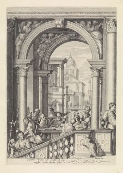 Christus aan de maaltijd in het huis van Levi de Tollenaar (plaat 1)