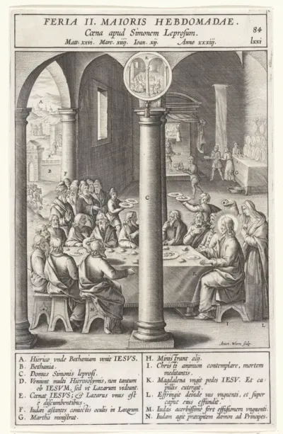 Christus aan de maaltijd in het huis van Simon in Betanië