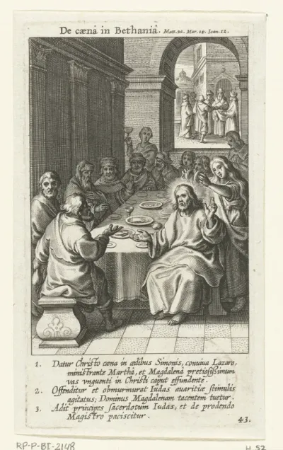 Christus aan de maaltijd in het huis van Simon in Betanië