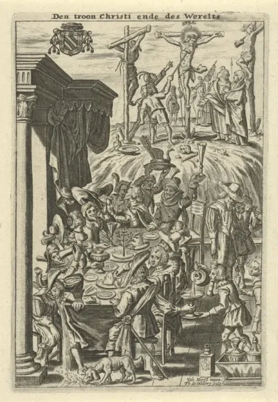 Christus aan het kruis en een gastmaal
