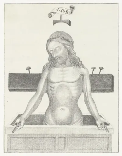 Christus aan het kruis in open graf