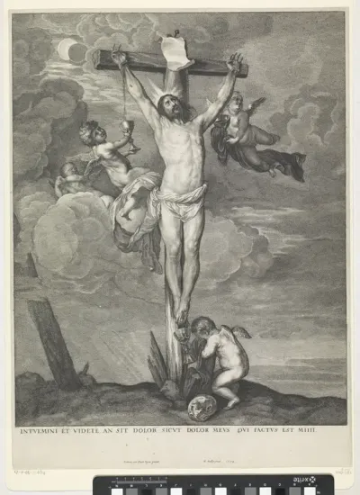 Christus aan het kruis met engelen