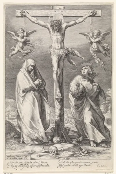 Christus aan het kruis, met Johannes en Maria