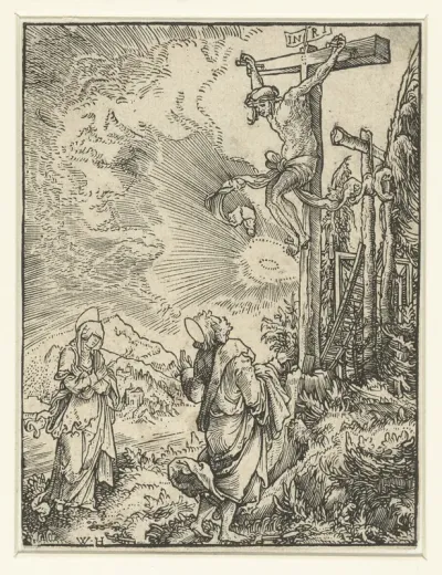 Christus aan het kruis met Maria en Johannes de Evangelist