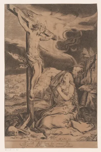 Christus aan het kruis met Maria Magdalena