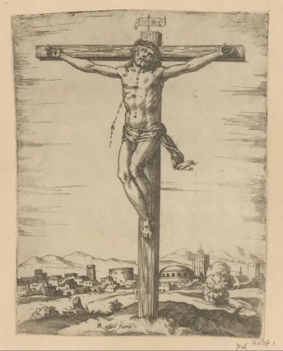 Christus aan het kruis op Golgotha