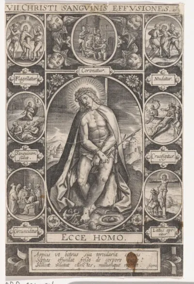 Christus als Man van Smarten, te midden van scènes uit de passie