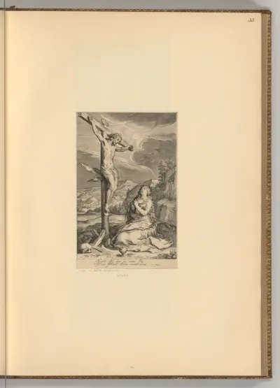Christus am Kreuz in einer Landschaft mit Maria Magdalena