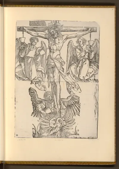 Christus am Kreuz mit drei Engeln