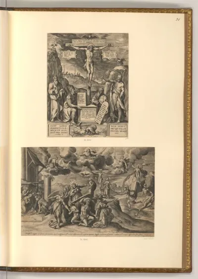 Christus am Kreuz mit Propheten; Allegorie auf die Erlösung der Menschheit