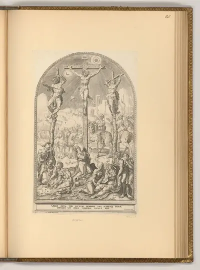 Christus am Kreuz zwischen den beiden Schächern