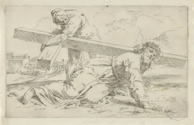 Christus bezwijkt onder het gewicht van het kruis