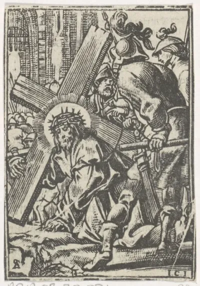 Christus bezwijkt voor tweede keer tijdens de kruisdraging