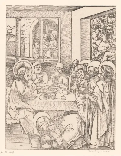 Christus bij Simon de Farizeeër en Maria Magdalena zalft de voeten van Christus