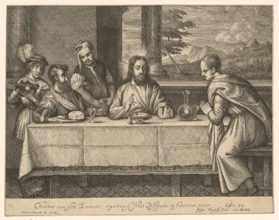 Christus breekt het brood te Emmaüs