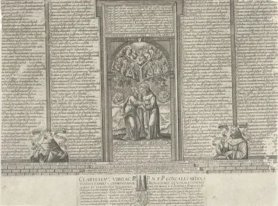 Christus en de heilige Franciscus bij een boom met heiligen